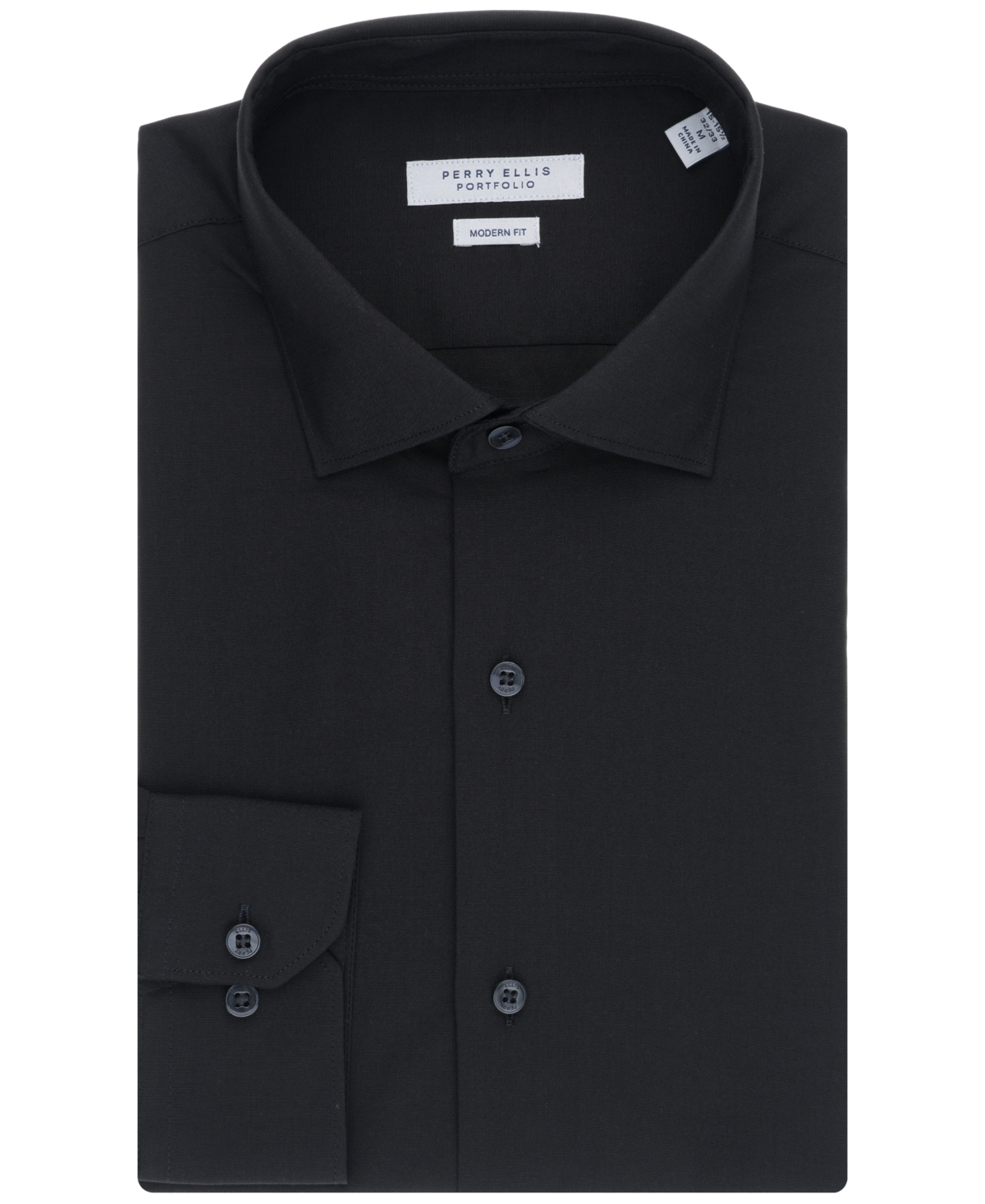 Perry Ellis Men's Modern-fit Lux Twill Solid Dress Shirt In Black
