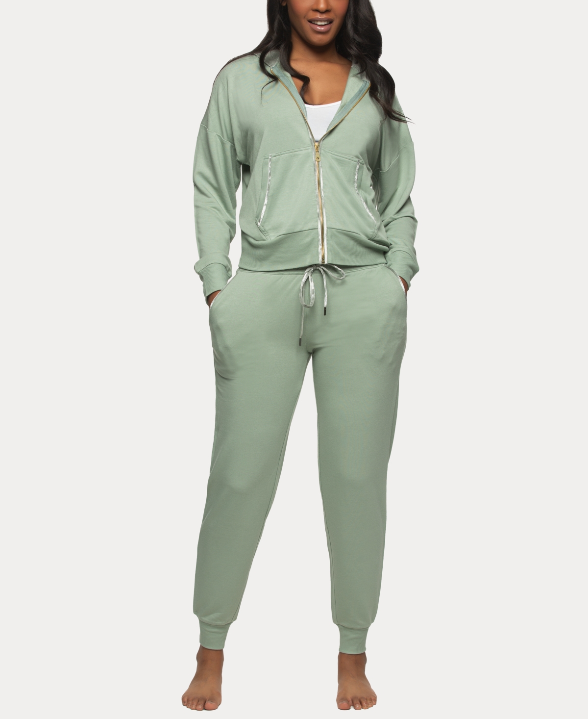 Women's Aria Zip Up Hoodie and Jogger Lounge Set - Iceberg Green