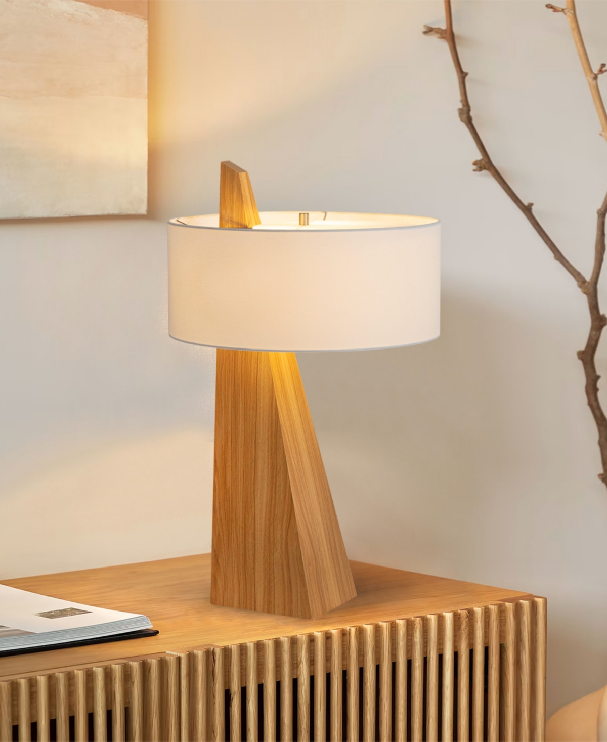 Nova Of California Obelisk 29" Linen On/off Switch Table Lamp In Natural Ash