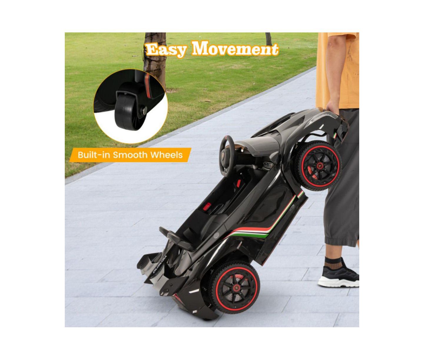 Детская игрушка VEBREDA 12V Licensed Lamborghini 4WD Kids Ride-on Sports Car with 2.4G Remote, цвет: Чёрный — фото 9