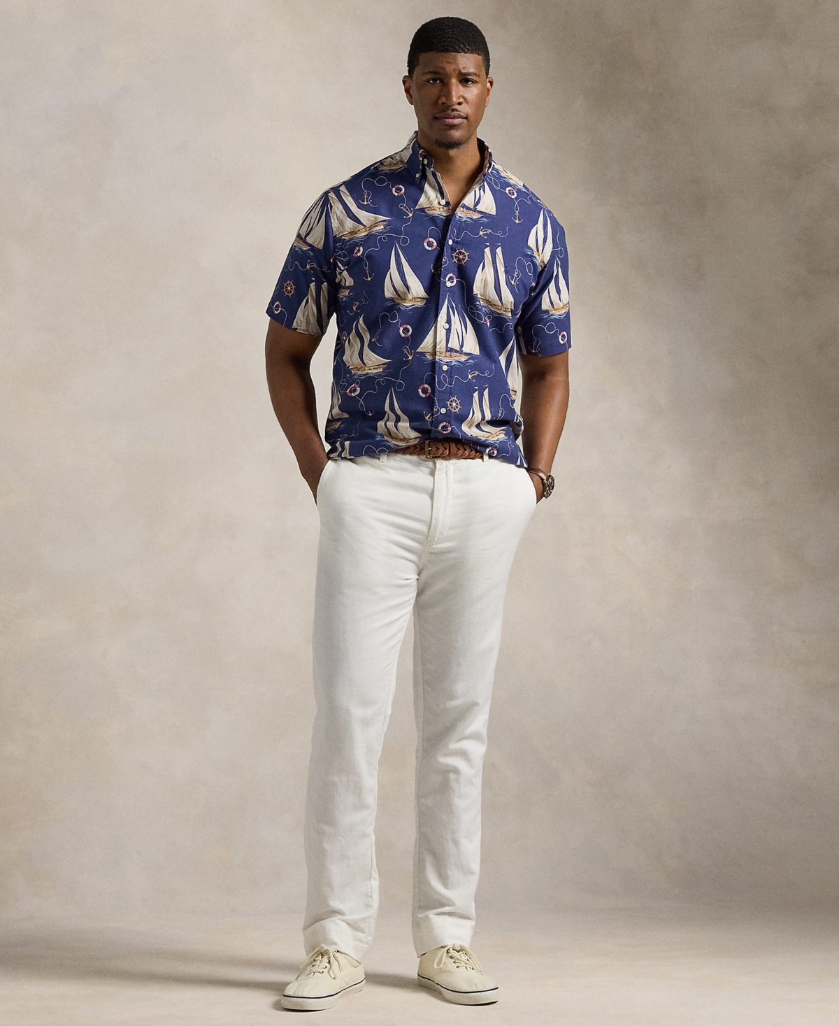 Polo Ralph Lauren Men's Big & Tall Nautical-Print Oxford Shirt