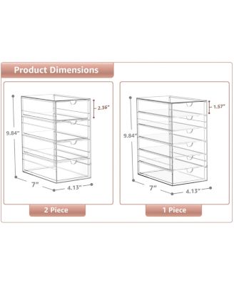 14 Drawers Acrylic Organizer for Makeup, Organization and Storage, Art Supplies, Jewelry, Stationary - 3 Pcs Clear Stackable Storage Drawers