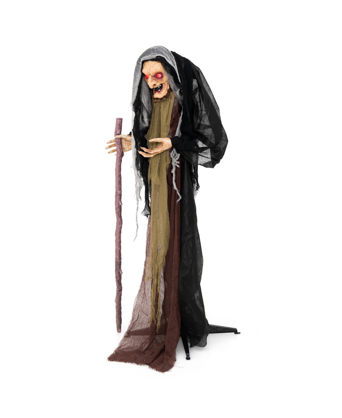 Life Size Animatronic Witch with Pre-Recorded Phrases - Black