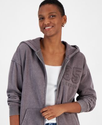 Ultra Flirt - Juniors' Full-Zip Appliqu&eacute; Boyfriend Hoodie
