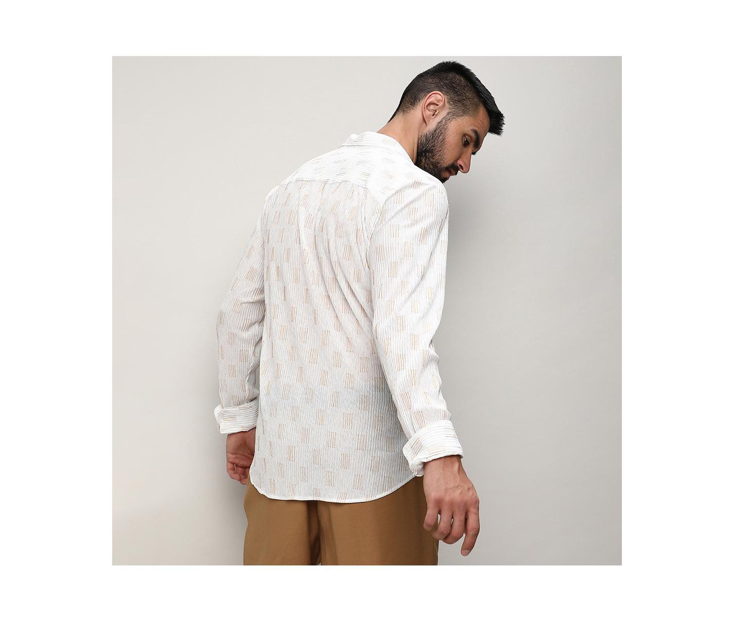 Мужская рубашка Cahoot Campus Sutra Chalk White Foil-Pleated, цвет: Белый — фото 6