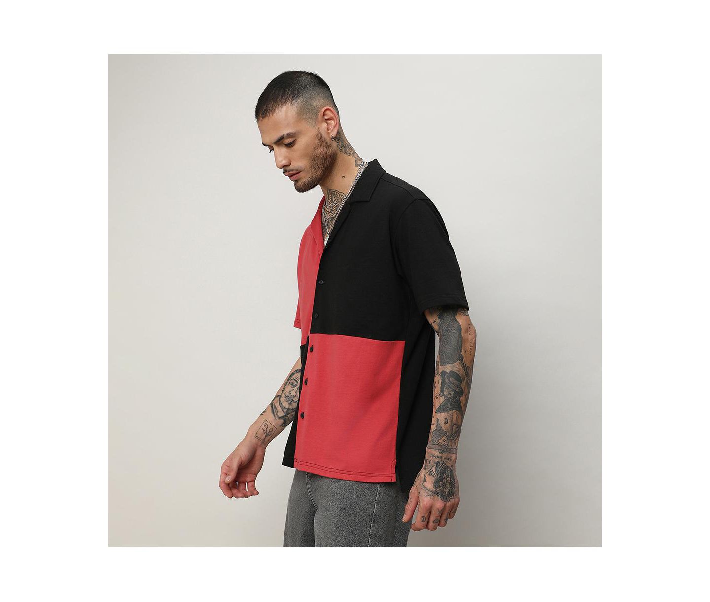 Мужская рубашка Cahoot Campus Sutra Crimson Red & Jet Black Maxi Checkers, цвет: Чёрный — фото 8
