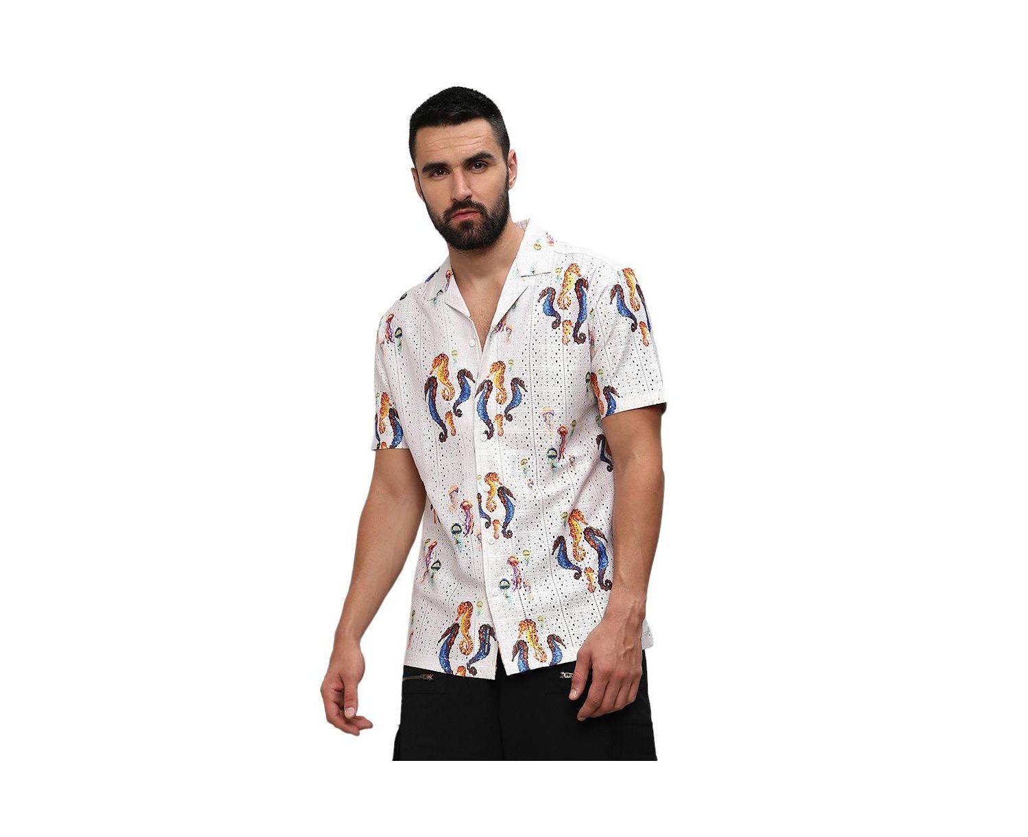 Men's Multicolour Mesh Seahorse Shirt