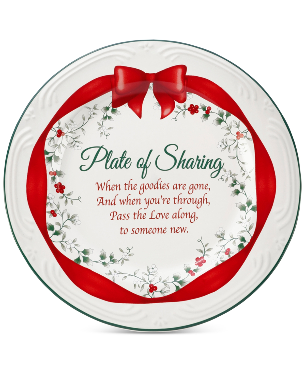 Winterberry Red Ribbon Stoneware Sharing Plate In Assorted