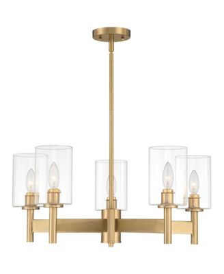 Lantico Gold Pendant Chandelier 24 1/2" Wide Modern Clear Glass 5-Light Fixture for Dining Room House Foyer Kitchen Island Bedroom