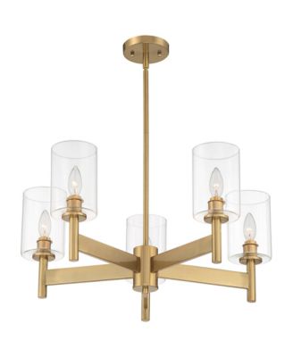 Lantico Gold Pendant Chandelier 24 1/2" Wide Modern Clear Glass 5-Light Fixture for Dining Room House Foyer Kitchen Island Bedroom