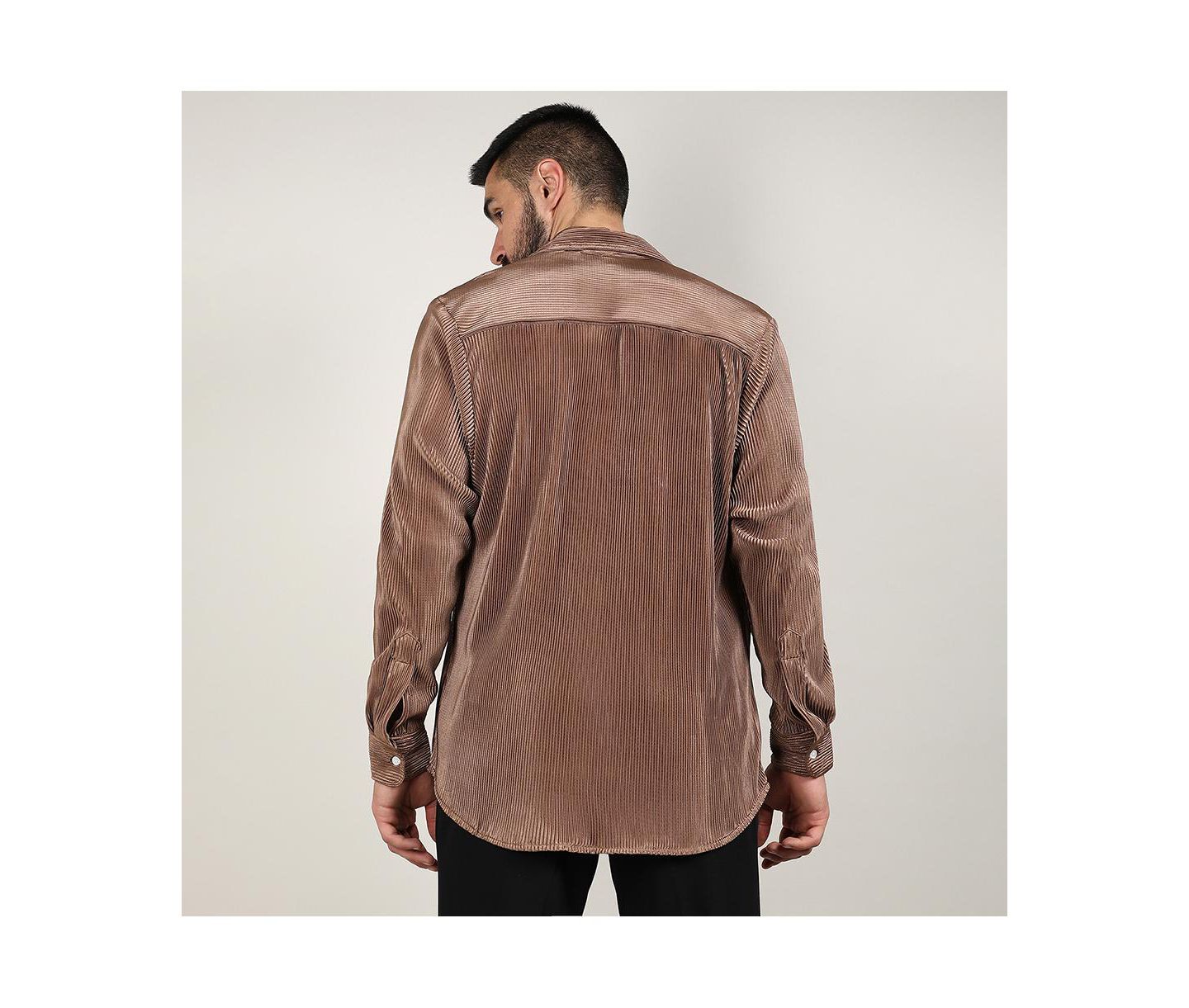Мужская рубашка Cahoot Mocha Brown Pleat-Creased, цвет: Коричневый — фото 3
