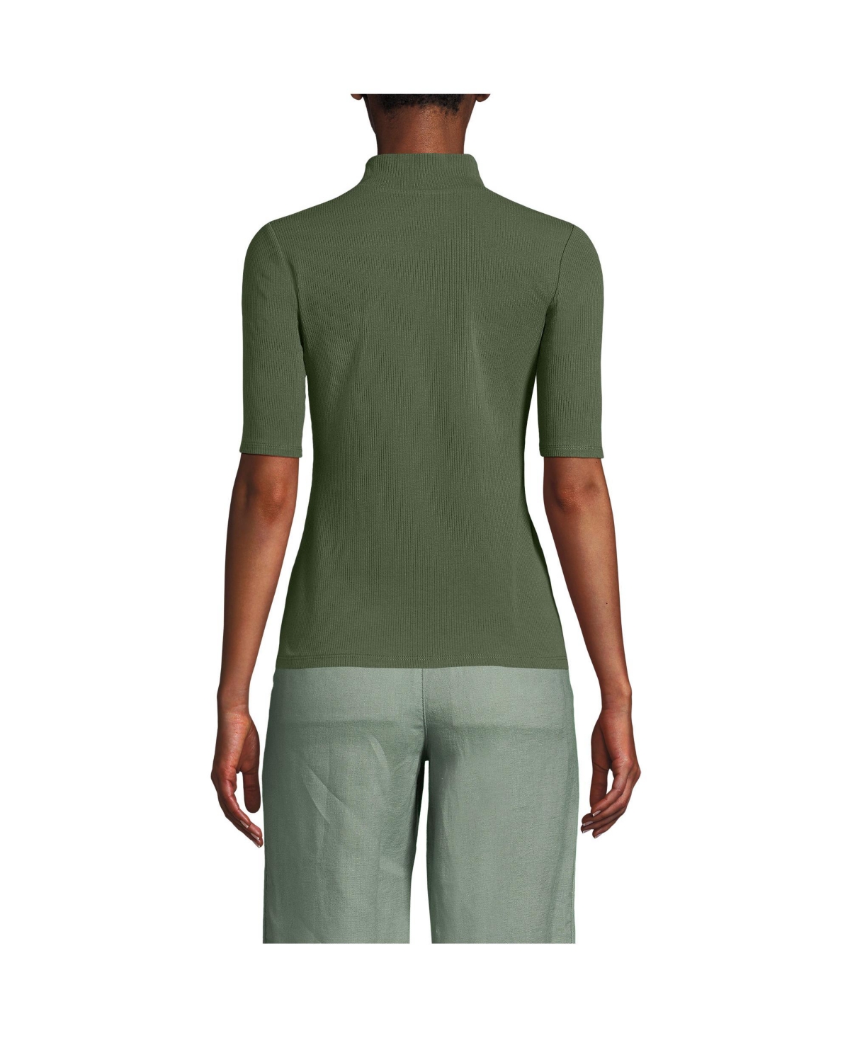 Lands' End Women's Wide Rib Mock Turtleneck