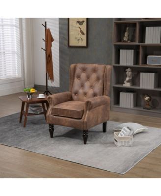 Pu Wood Frame Armchair, Modern Accent Chair Lounge Chair For Living Room