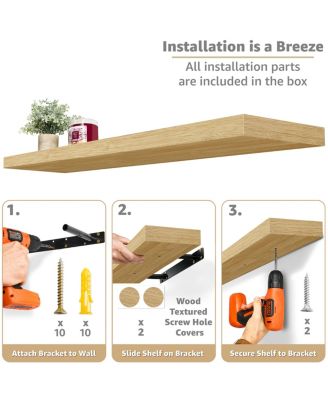 2-Pack Long Floating Wall Shelves, 35" x 9", for Bedroom, Kitchen, Living Room, Trophies, Frames, Books