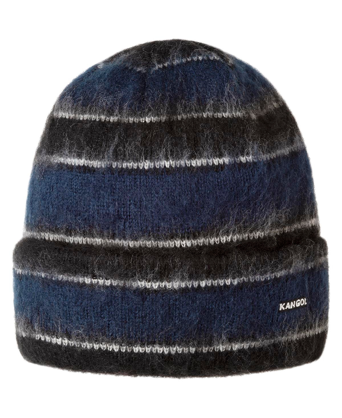 Men's Fuzzy Stripe Beanie Pull-Ons & Beanies - Black