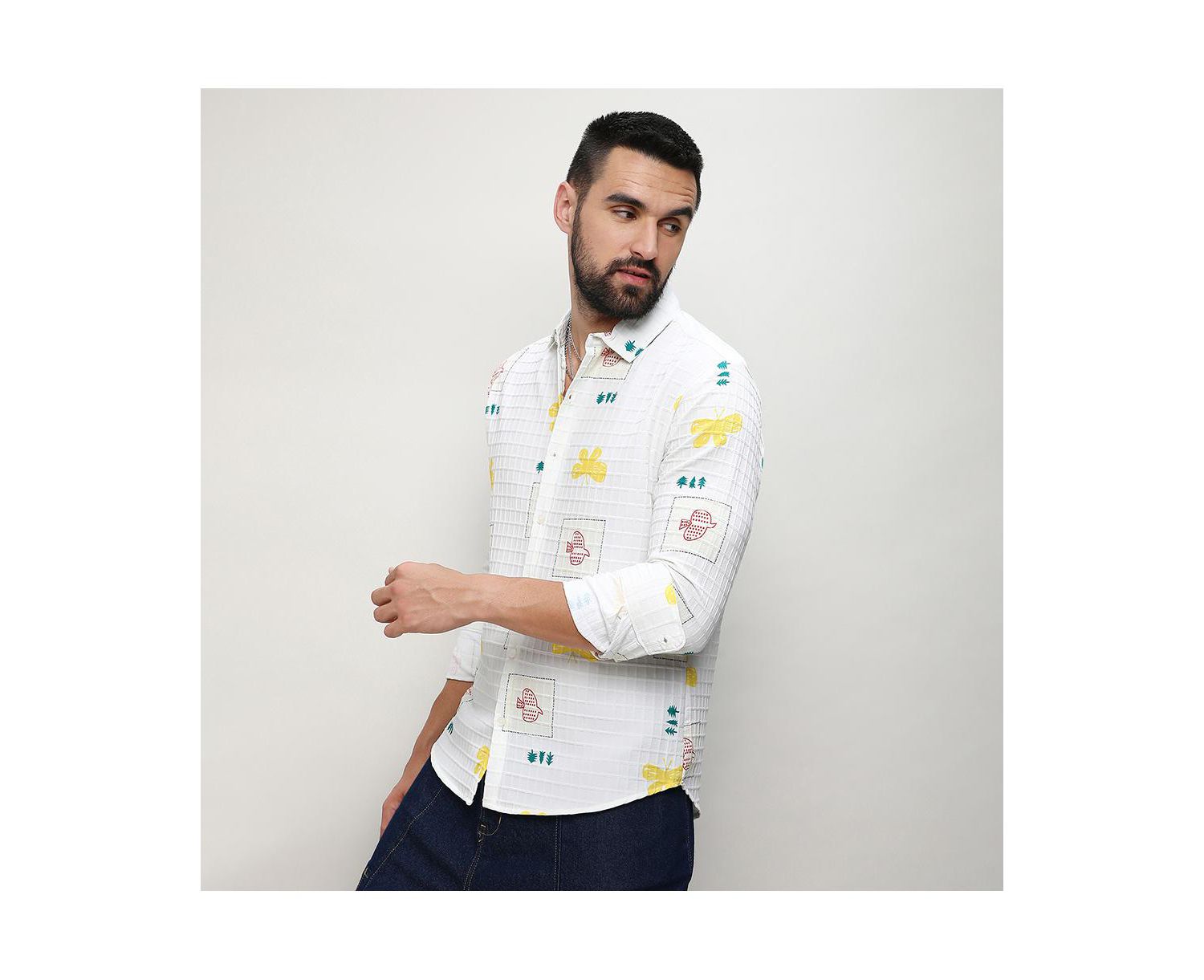 Men's Chalk White Butterfly Pine Shirt