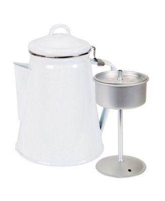 Enamel Percolator Coffee Pot 8 Cup - White