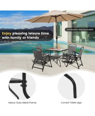 34 Inch Outdoor Dining Table Square Tempered Glass Table with 1.5 Inch Umbrella Hole