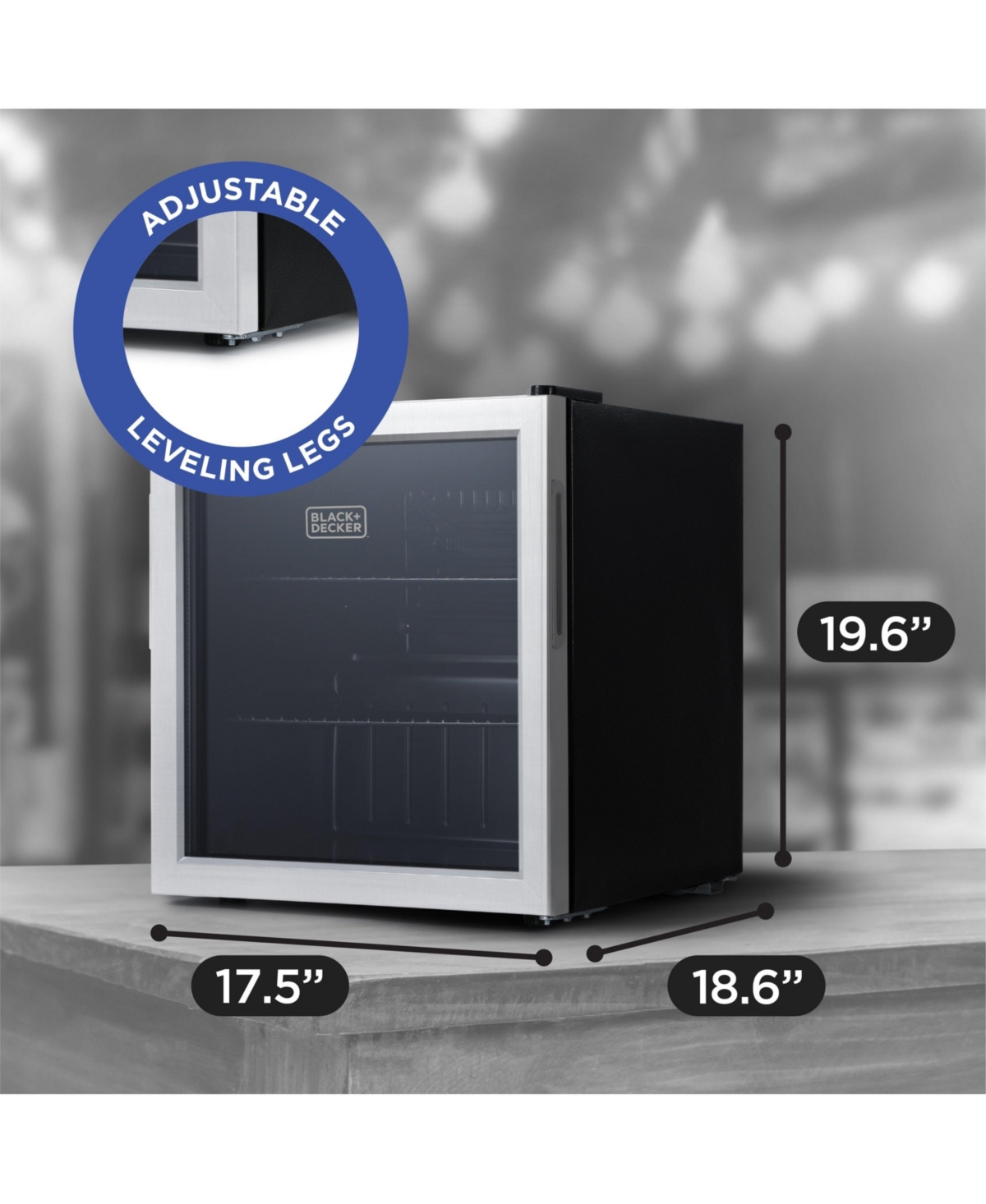 & Decker 1.7 Cu. Ft. Beverage Cooler with Double Pane Glass Door Drink Fridge with 63-Can Capacity - Black