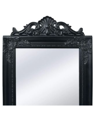 Free-Standing Mirror Baroque Style 63"x15.7" Black