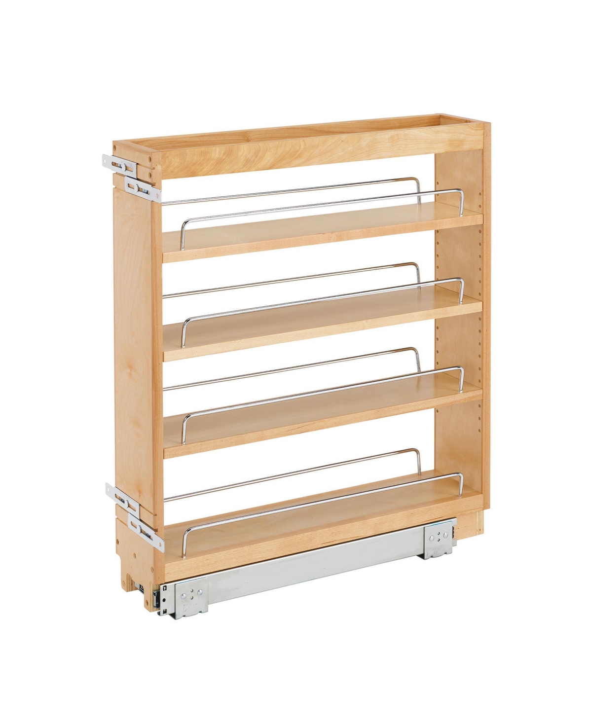 5" Pull Out Kitchen Cabinet Organizer Pantry Spice Rack, 448-bc-5C - Natural maple
