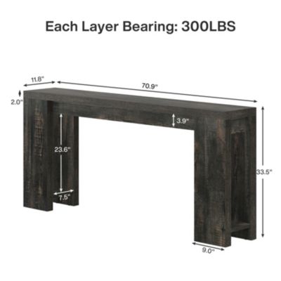 70.9-Inch Long Console Table, Farmhouse Wooden Entryway Sofa Table Behind Couch, Narrow Entry Console