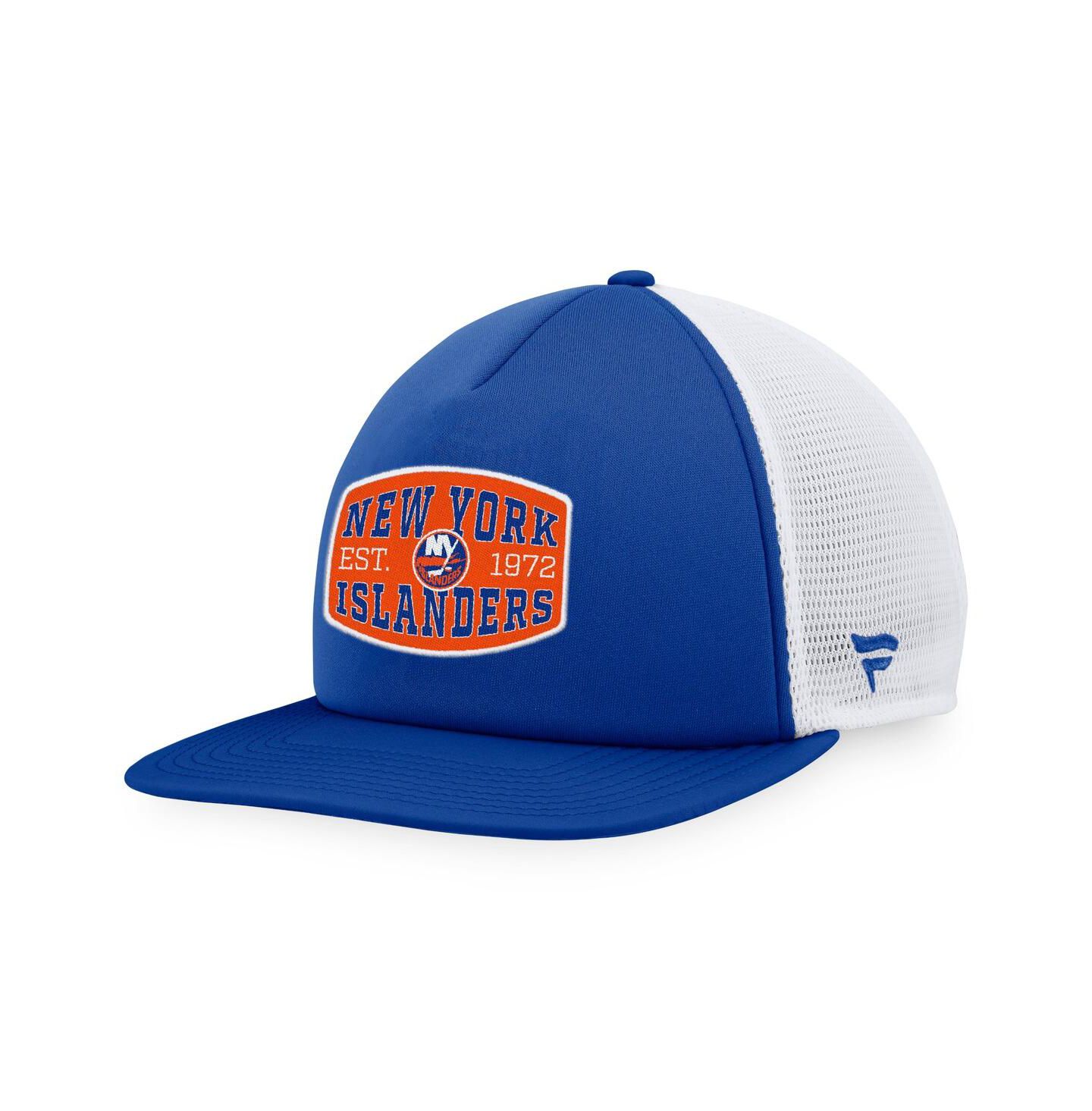 Мужская кепка Fanatics Royal/White New York Islanders Foam Front Patch Trucker Snapback Hat — фото 1