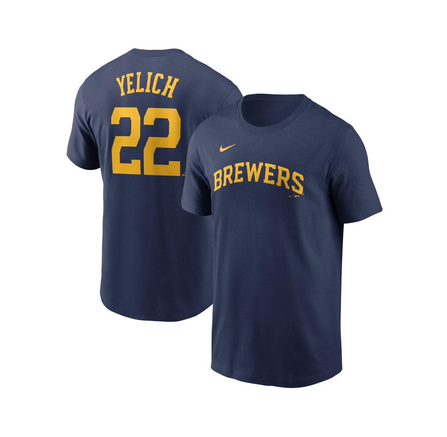 Men's Christian Yelich Navy Milwaukee Brewers Fuse Name & Number T-Shirt