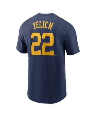 Men's Christian Yelich Navy Milwaukee Brewers Fuse Name Number T-Shirt