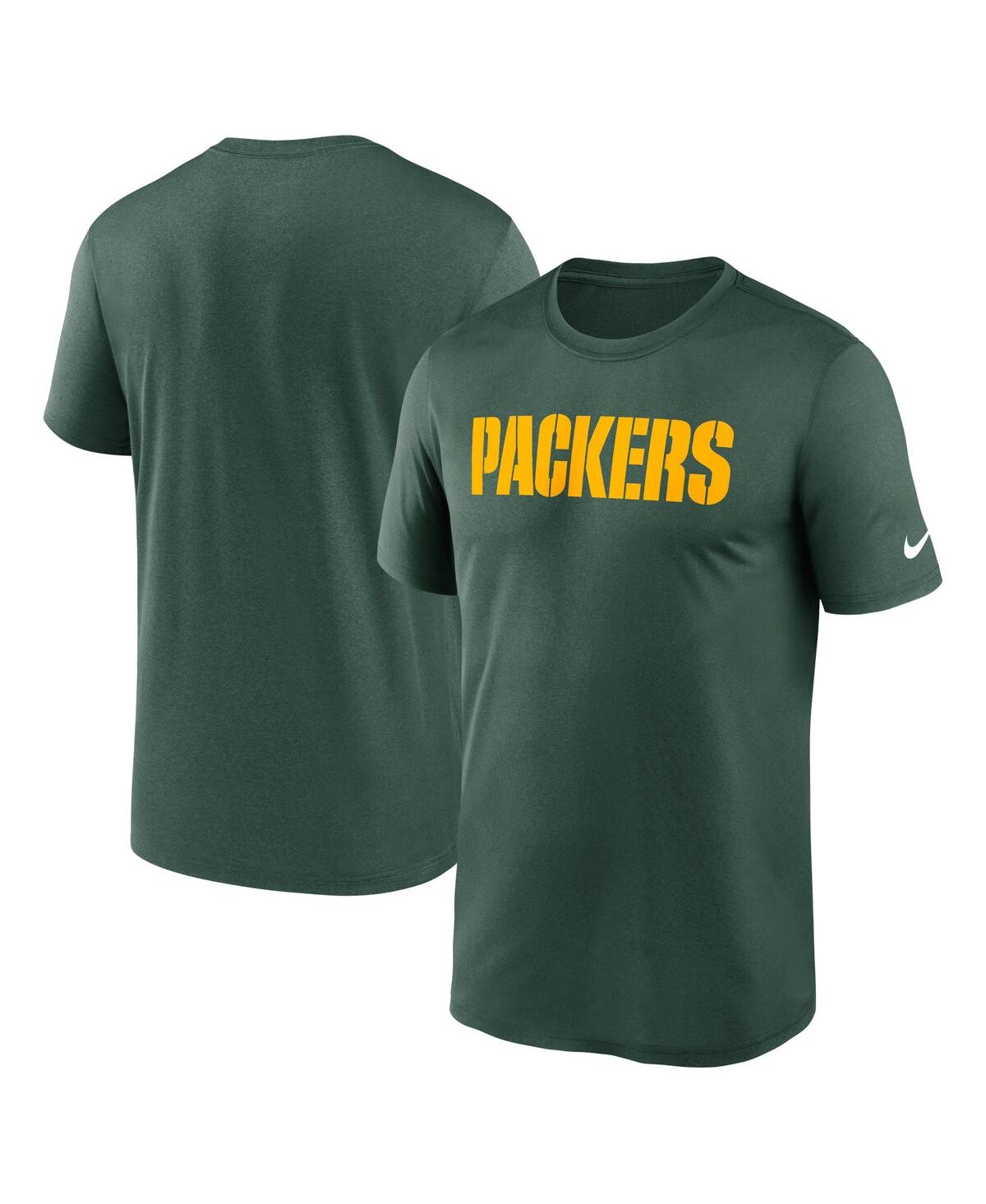 Nike Green Green Bay Packers Legend Wordmark Performance T-shirt In Green