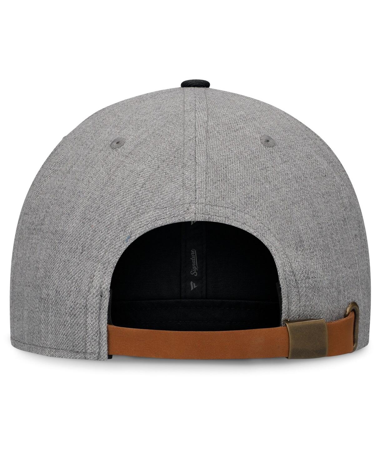 Fanatics Men's Heather Gray Vegas Golden Knights Elements Flat Brim Leather Strapback Hat In Heather Gray,black