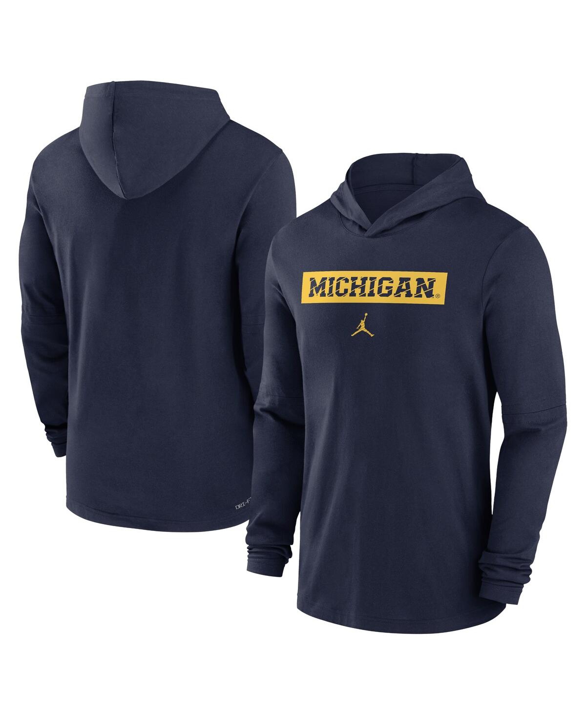 Shop Jordan Men's Navy Michigan Wolverines Sideline Hoodie Performance Long Sleeve T-shirt