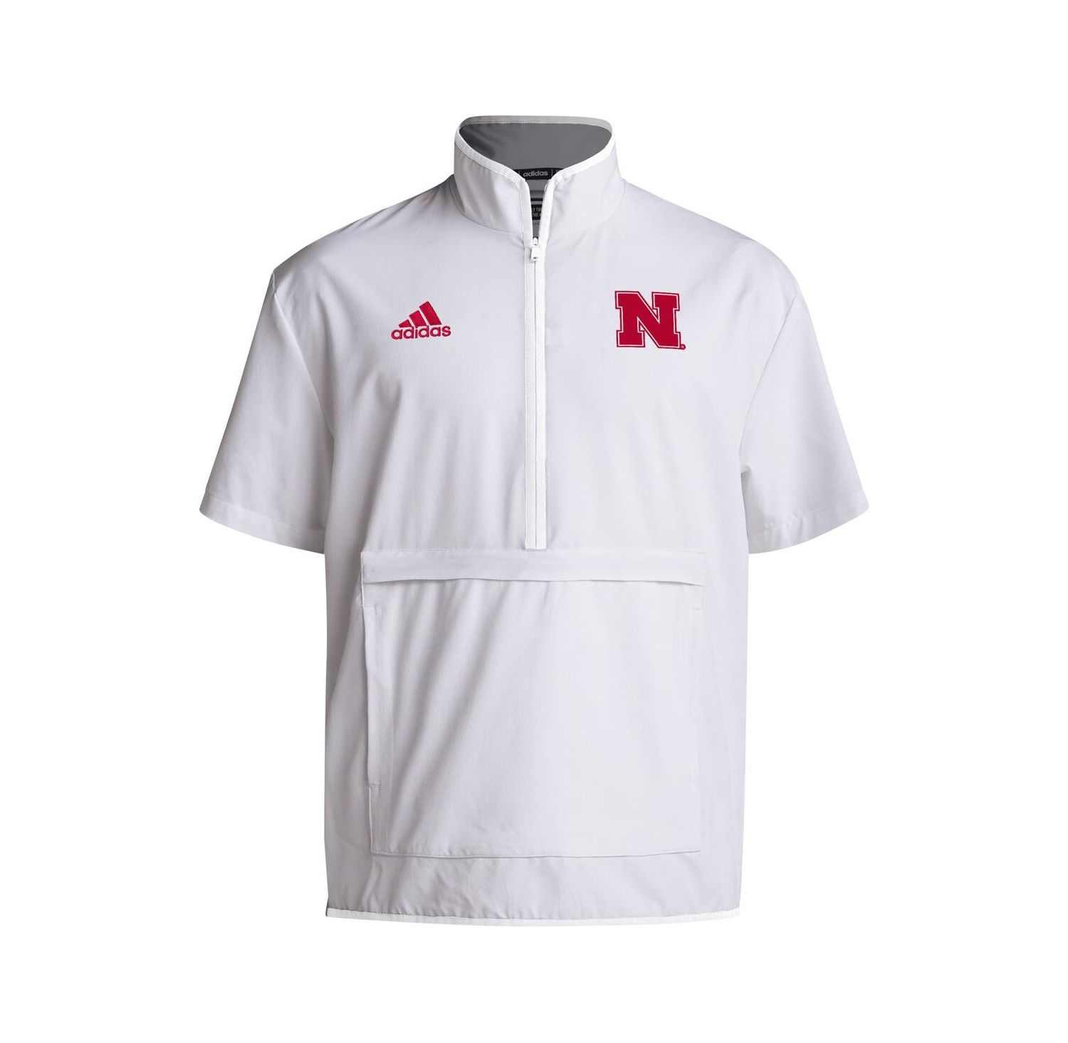 Men's White Nebraska Huskers Coaches Sideline Half-Zip Short Sleeve Jacket