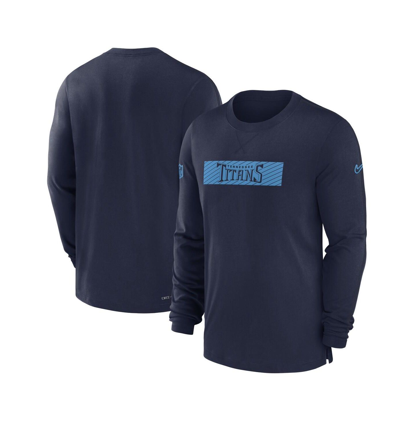 Мужская футболка Nike Navy Tennessee Titans Sideline Player Performance Long Sleeve — фото 1