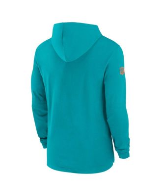 Men's Aqua Miami Dolphins Sideline Hoodie Performance Long Sleeve T-Shirt