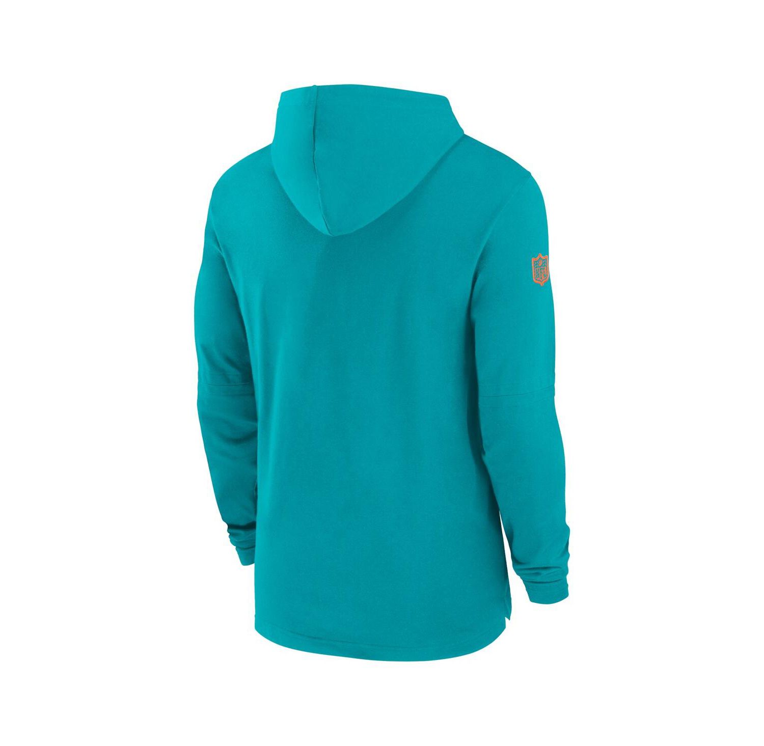 Men's Aqua Miami Dolphins Sideline Hoodie Performance Long Sleeve T-Shirt