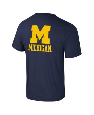 Men's Navy Michigan Wolverines Logo Lockup 2-Hit Active Blend T-Shirt