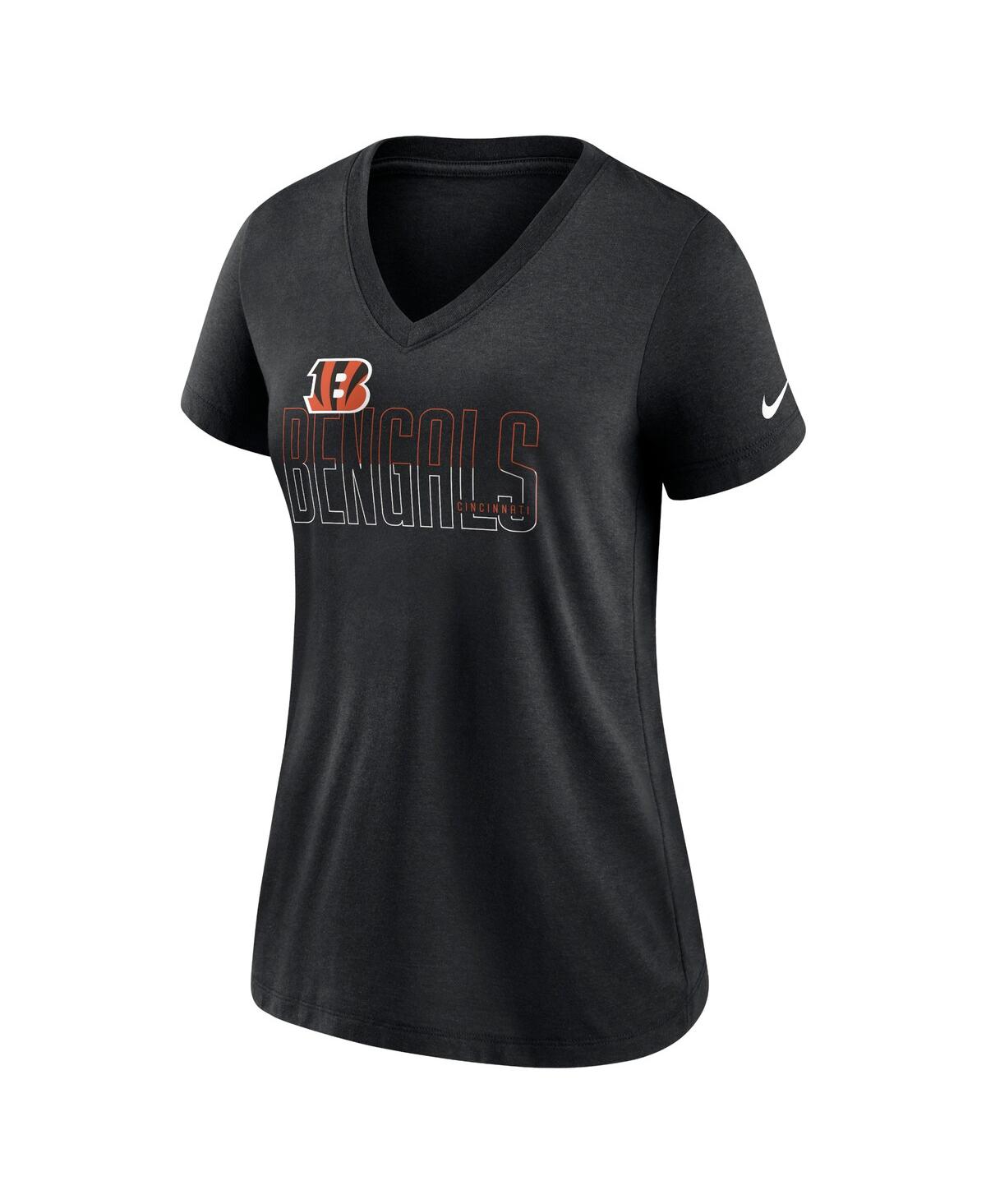 Nike Women's Heathered Black Cincinnati Bengals Lock Up Tri-blend V-neck T-shirt In Black