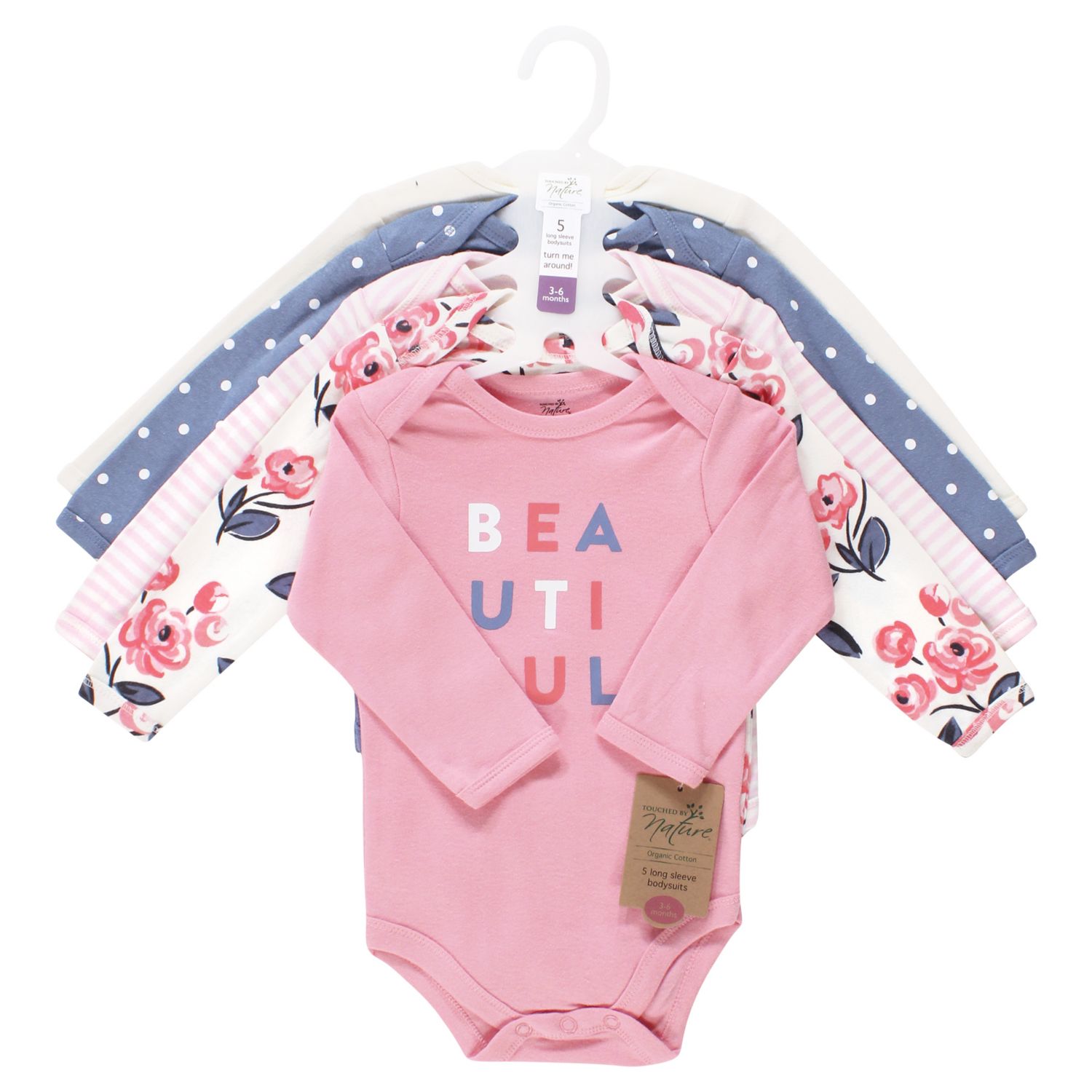 Baby Girls Soft Natural Cotton Long-Sleeve One-Piece Essentials