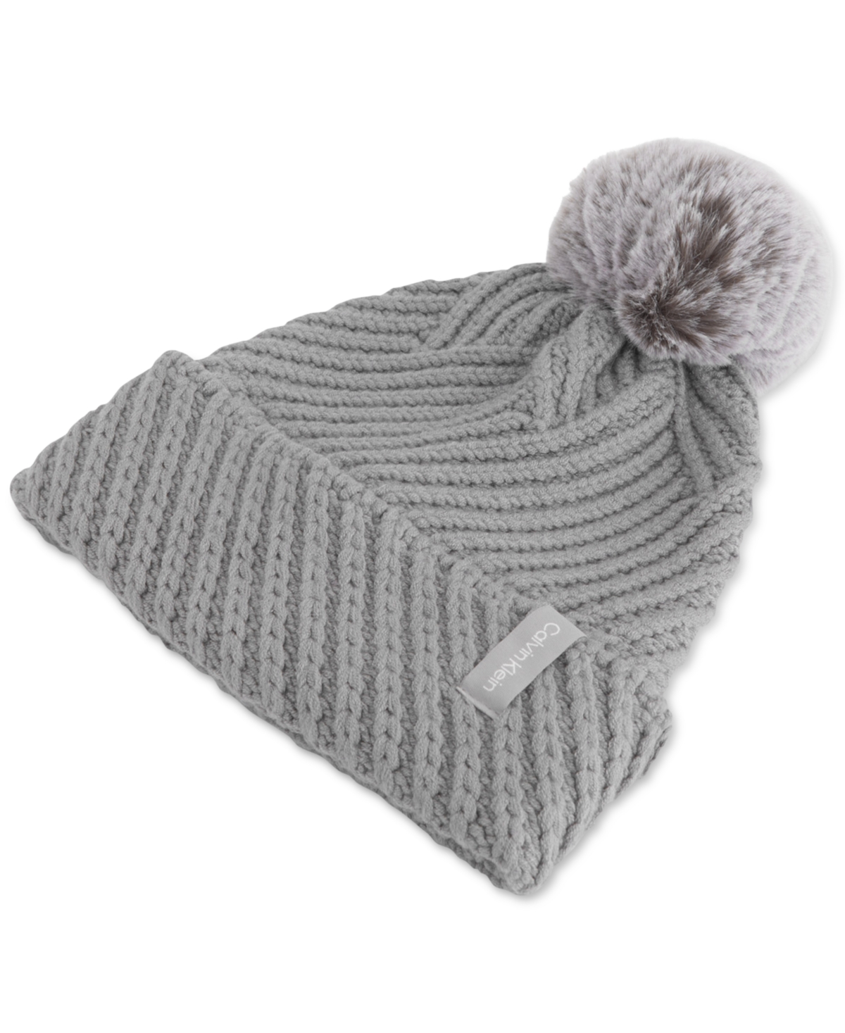 Calvin Klein Chunky Rib Knit Pom Beanie