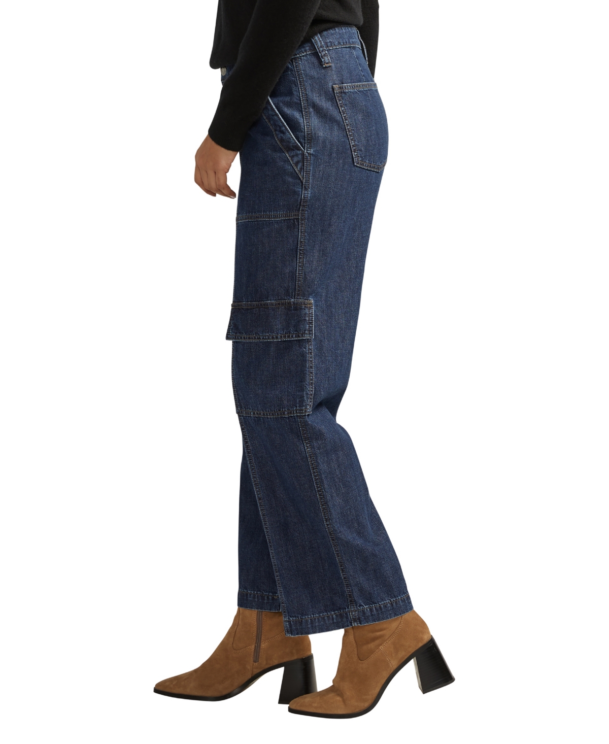 Jag High Waist Wide Leg Cargo Jeans In Elysian Blue