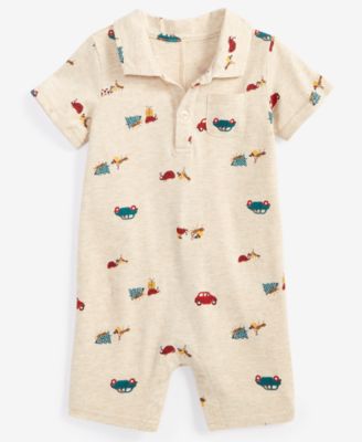 First Impressions - Baby Boys Present Party Printed Collared Sunsuit