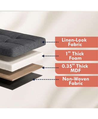 40" Linen Collapsible Tufted Linen Long Bench Storage Ottoman with 3 Drawers