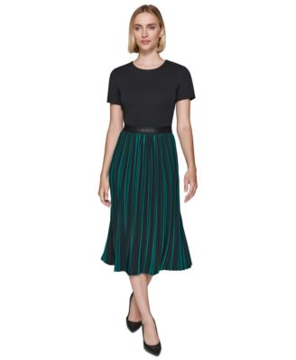 【PORTERNA】Newton Garment Mid-Length Skirt Women's Garment-Dyed Midi Skirt in Stretch Cotton green