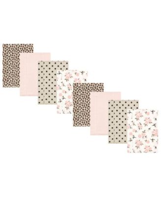 Hudson Baby Girls Cotton Poly Flannel Burp Cloths Multipack - Neutral pink floral 8-pack 20$