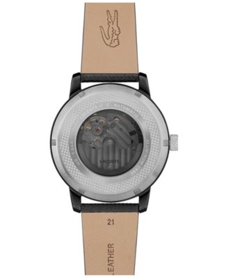 Men's L.12.12 Automatique Black Leather Strap Watch 44mm