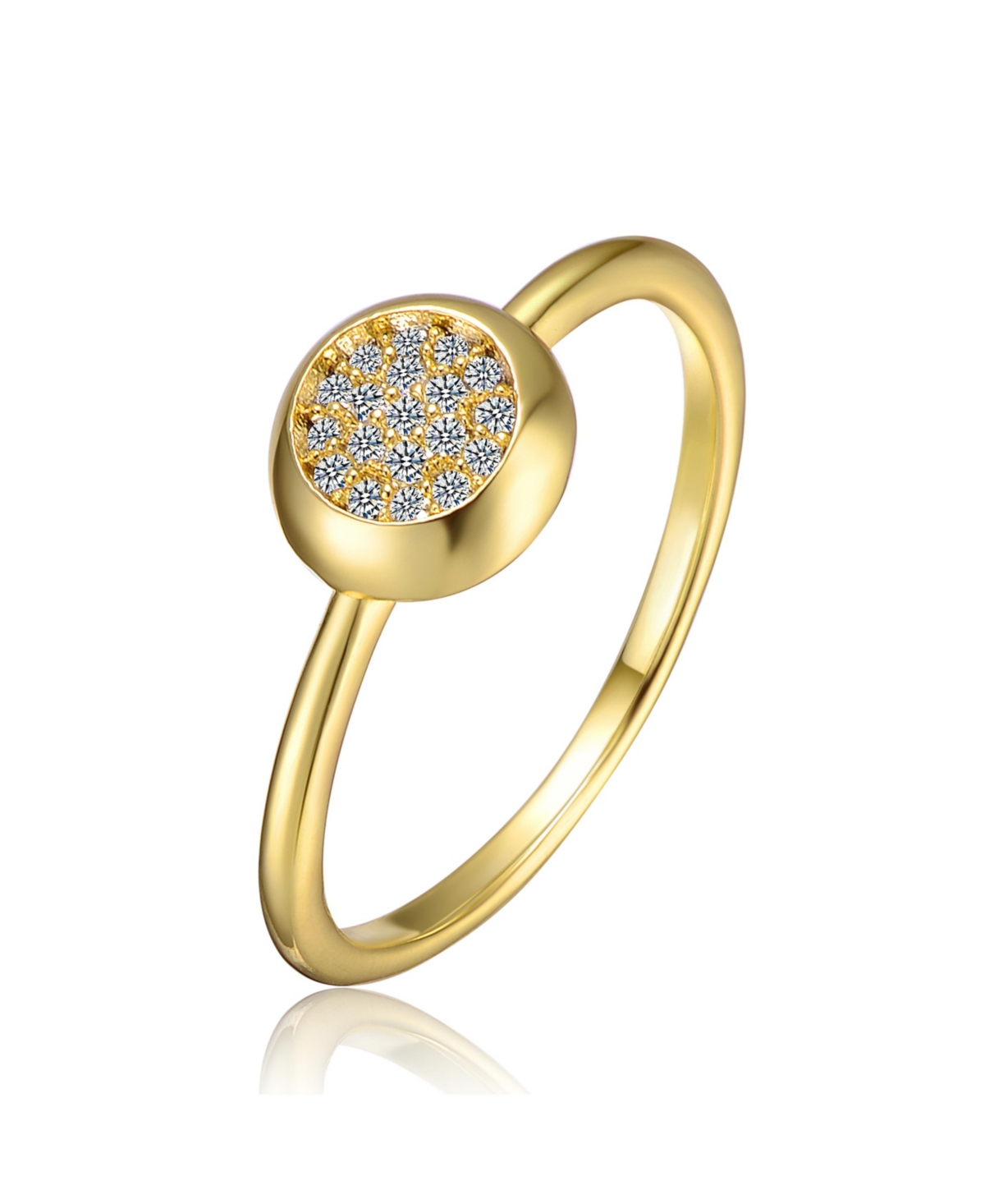 Sterling Silver 14k Gold Plated Cubic Zirconia Pave Bezel Ring - Gold