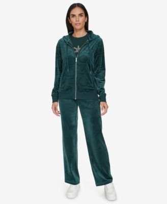 Women s Tonal Logo Velour Hoodie Wide Leg Pants