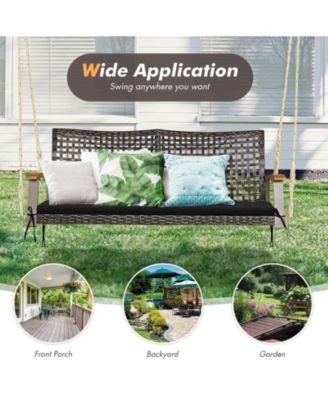 2-Person Rattan Hanging Porch Swing Chair