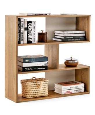 Concave Bookshelf 3-Shelf Open Bookcase with Anti-Toppling Device for Living Room Study Office